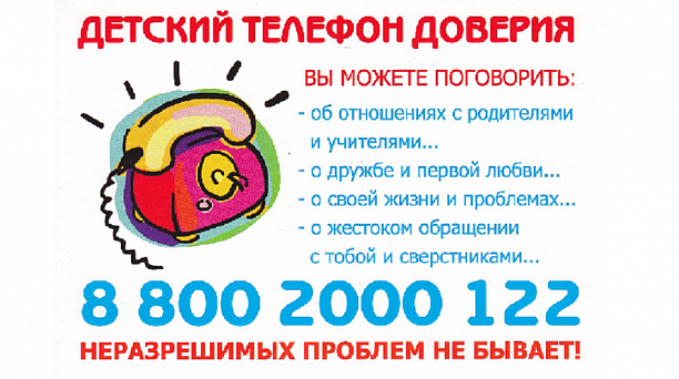 Администрация округа напоминает о работе телефона доверия для детей, подростков и родителей