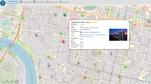 Интерактивная карта гостиниц Краснодара
