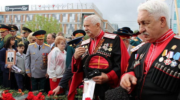 Казаки Екатеринодарского РКО приняли участие в праздновании дня Победы.