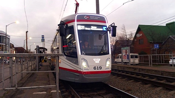 Двадцатый трамвай из Усть-Катава вышел сегодня на линию в Краснодаре